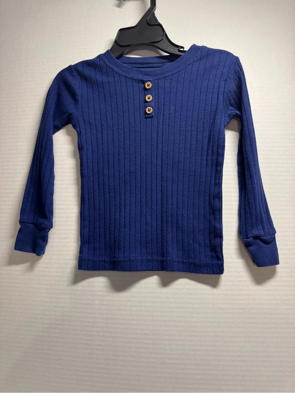 Carter's Navy Blue Ribbed Long Sleeve Pajama Set with Button Placket
